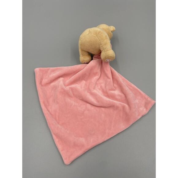 Mothercare Tan Teddy Bear Lovey Baby Security Blanket Pink Velour Green Heart - Picture 6 of 6